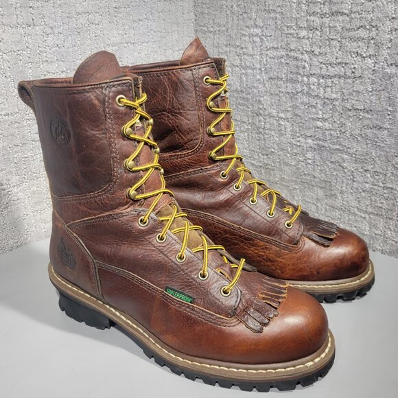 Georgia G7313 Men's Size 10M Brown Leather Steel Toe Waterproof Logger Boots - Picture 9 of 11